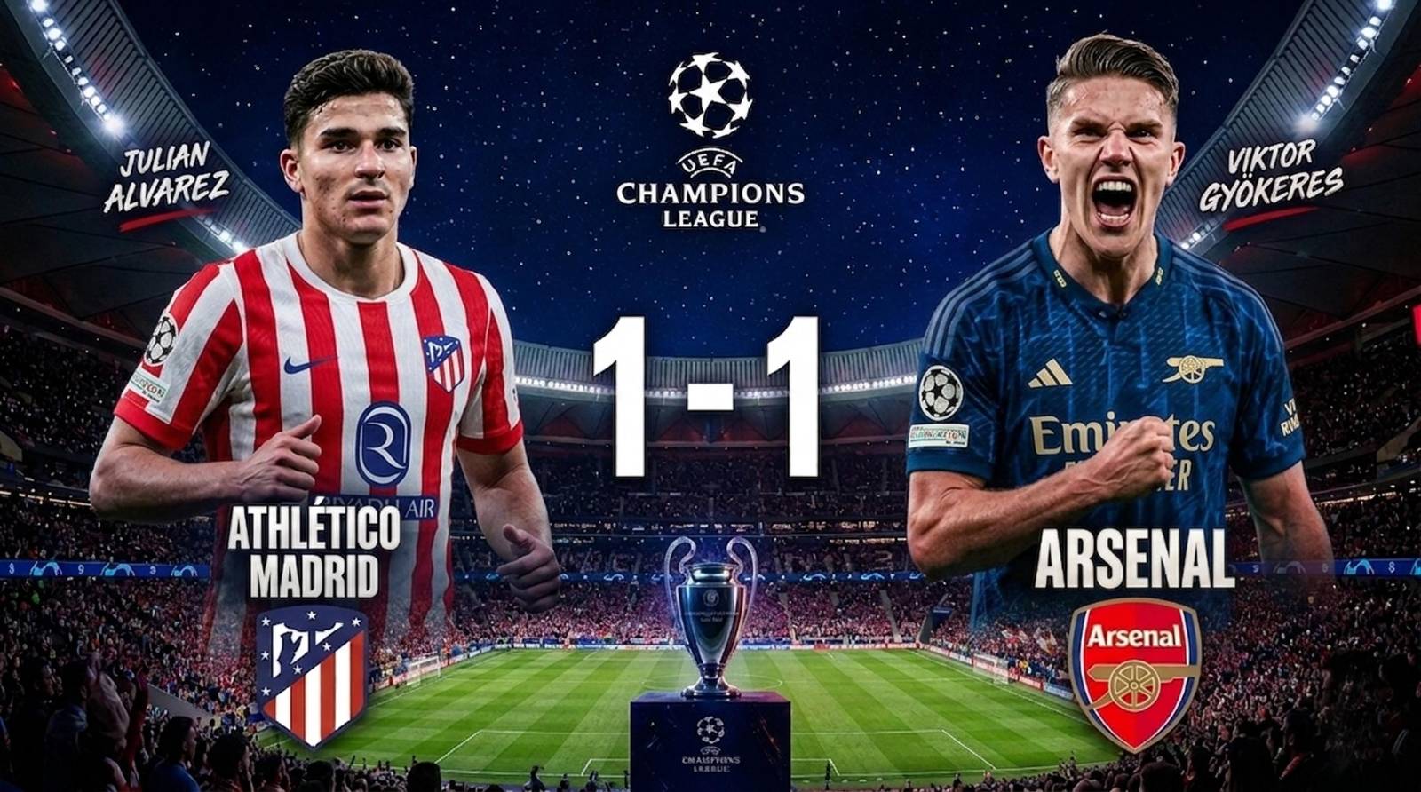 Ligue des champions : l&rsquo;Atlético de Madrid et Arsenal se quittent dos à dos au Metropolitano