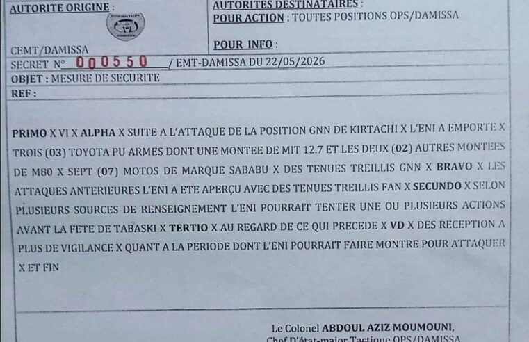 Kirtachi : un document classifié révèle l&rsquo;arsenal dérobé par le JNIM au Niger
