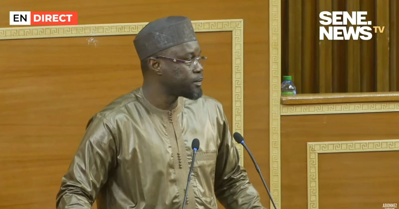 Premier ministre Ousmane Sonko lors d'une déclaration