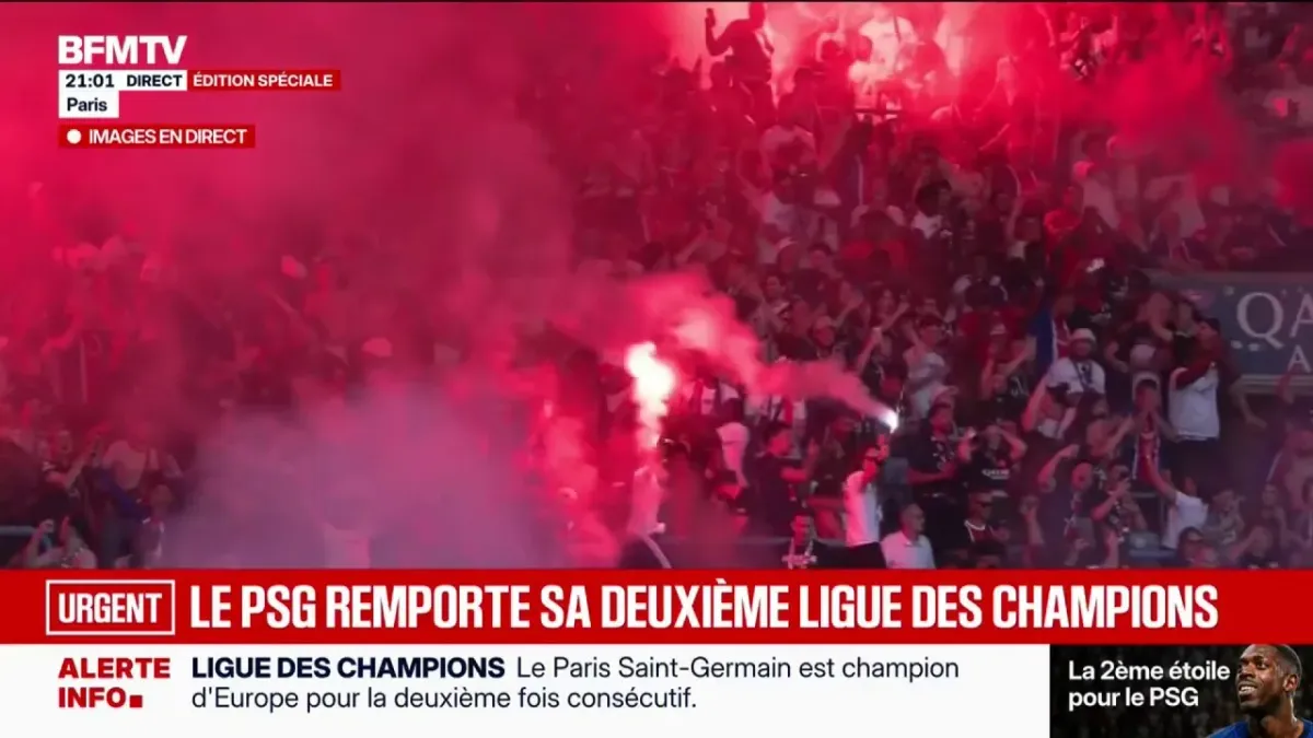 Célébration de la victoire du PSG en Ligue des champions