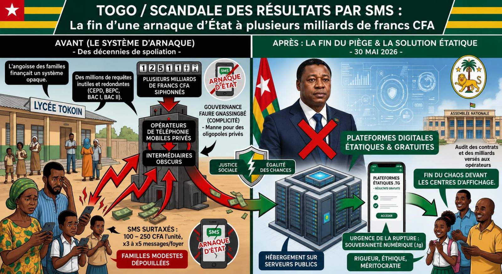 Togo : l’arrêt des résultats par sms, un séisme contre l’escroquerie d’état