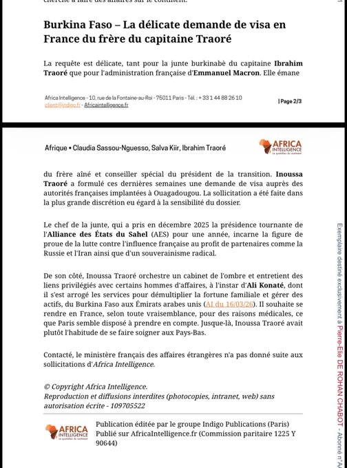 Burkina Faso : la famille Traoré joue les durs avec Paris, mais sollicite discrètement un visa pour la France