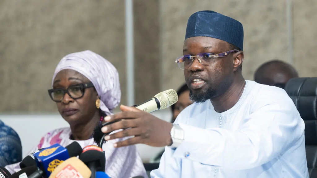 Ousmane Sonko en conférence de presse au Sénégal