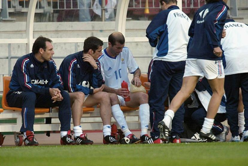 Zidane blessé à la cuisse lors d'un match en 2002