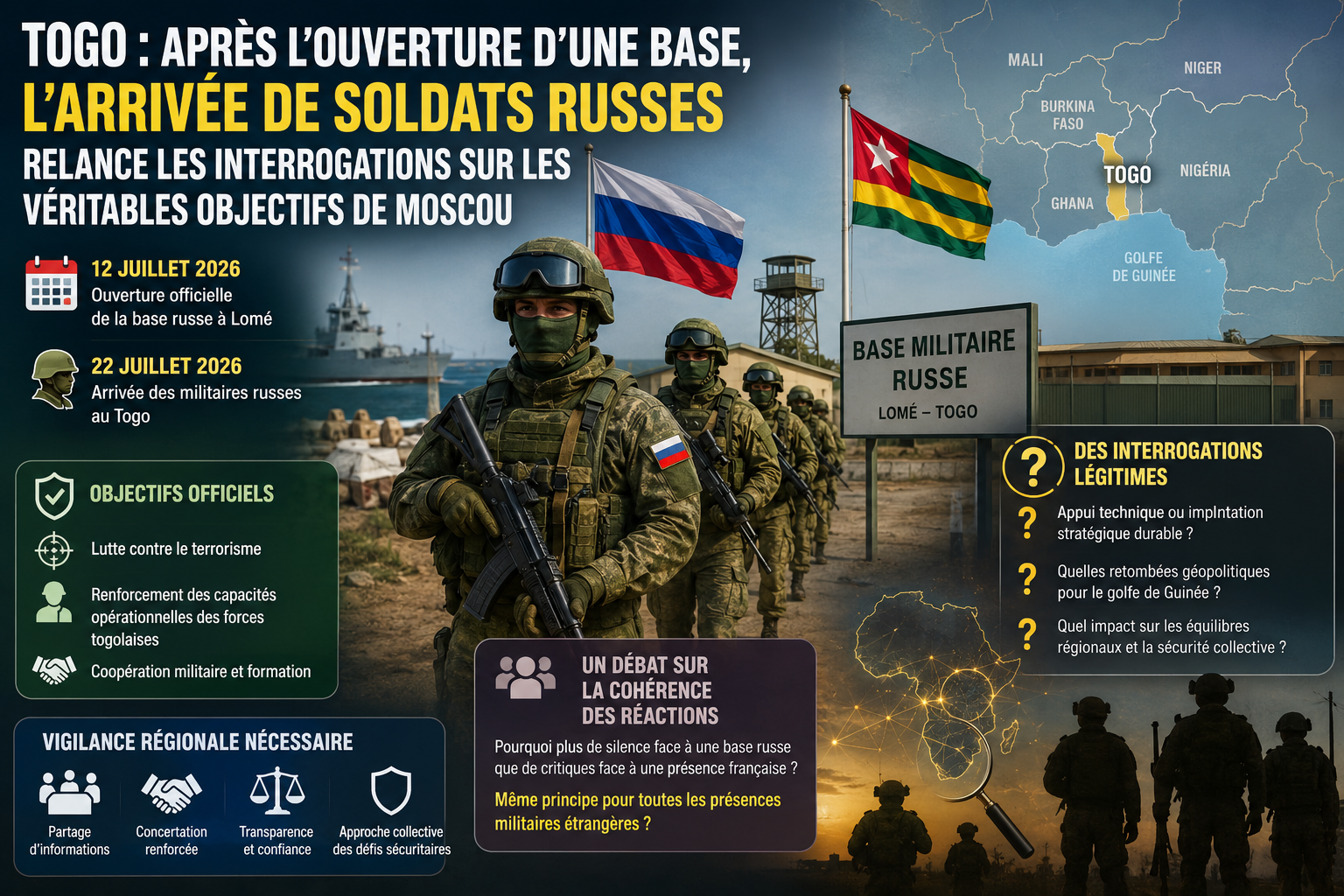 Togo : une base russe ouvre, les soldats arrivent, et les questions s&rsquo;accumulent