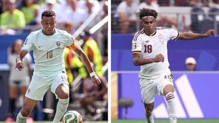 A gauche, Kylian Mbappé, à droite, Lamine Yamal, un duel entre la France et l'Espagne, en demi-finales de la Coupe du monde 2026. (MAURO PIMENTEL, THOMAS COEX / AFP)