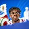 L'attaquant espagnol Lamine Yamal en conférence de presse, le 13 juillet 2026, à la veille de la demi-finale de Coupe du monde France-Espagne. (STEFAN KOOPS / AFP)
