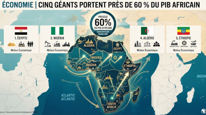 Carte des parts de PIB africain par pays