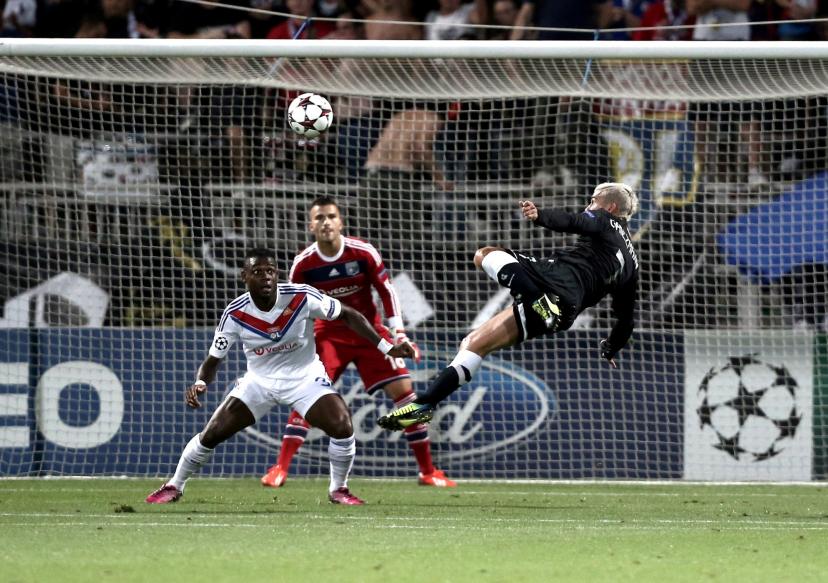 Antoine Griezmann lors de son but contre l'OL en 2013.